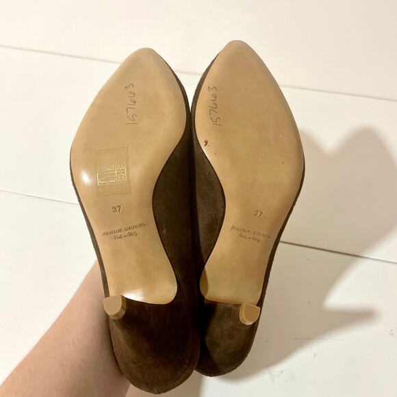 Mansur Gavriel Suede Slides Mules Heel Slipper Slip On Shoes Pumps Brown sz 37 - Picture 8 of 9